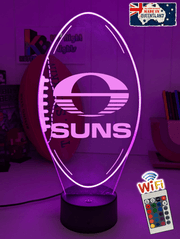 Personalised Gold Coast Suns Ball - Shaped 3D LED Night Light AFL Themed Lamp - KustomboxNight Lights & Ambient LightingKustomboxStandard Size