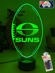 Personalised Gold Coast Suns Ball - Shaped 3D LED Night Light AFL Themed Lamp - KustomboxNight Lights & Ambient LightingKustomboxStandard Size