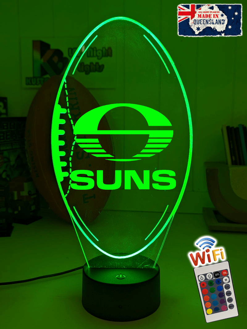 Personalised Gold Coast Suns Ball - Shaped 3D LED Night Light AFL Themed Lamp - KustomboxNight Lights & Ambient LightingKustomboxStandard Size