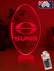Personalised Gold Coast Suns Ball - Shaped 3D LED Night Light AFL Themed Lamp - KustomboxNight Lights & Ambient LightingKustomboxStandard Size