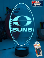 Personalised Gold Coast Suns Ball - Shaped 3D LED Night Light AFL Themed Lamp - KustomboxNight Lights & Ambient LightingKustomboxStandard Size
