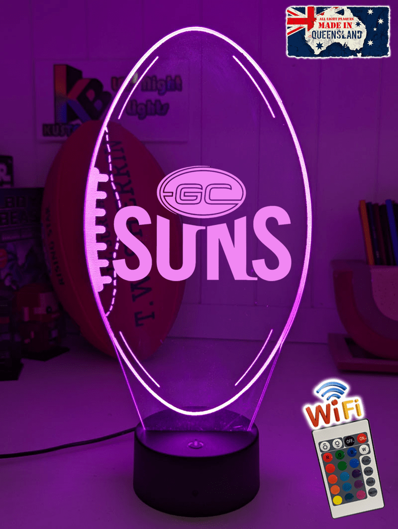Personalised Gold Coast Suns Ball - Shaped 3D LED Night Light Lamp - KustomboxNight Lights & Ambient LightingKustomboxStandard Size