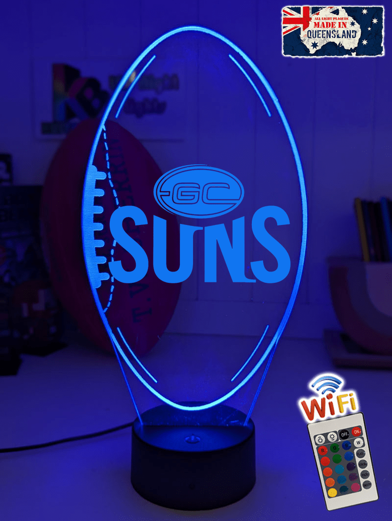 Personalised Gold Coast Suns Ball - Shaped 3D LED Night Light Lamp - KustomboxNight Lights & Ambient LightingKustomboxStandard Size
