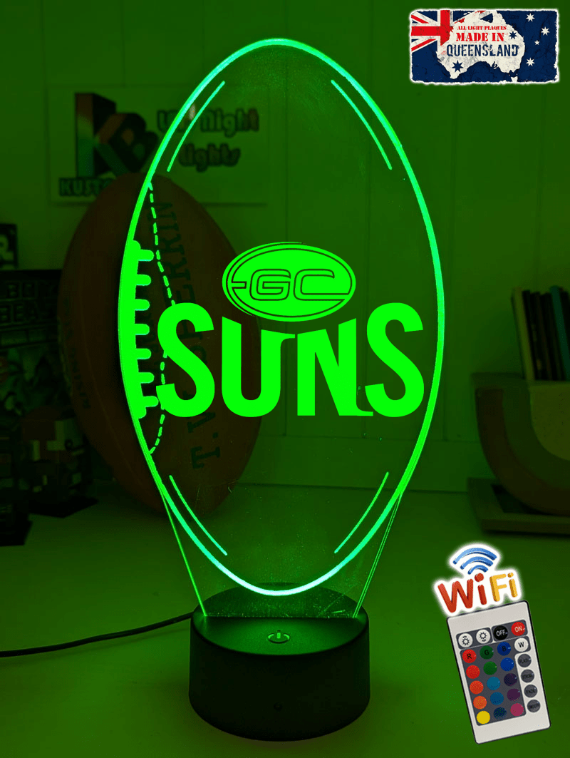 Personalised Gold Coast Suns Ball - Shaped 3D LED Night Light Lamp - KustomboxNight Lights & Ambient LightingKustomboxStandard Size