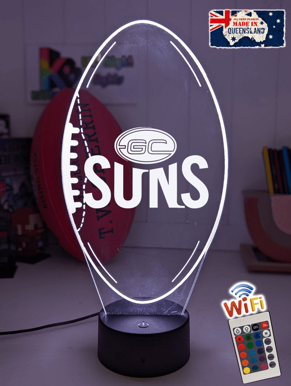 Gold Coast Suns old logo ball LED lamp with 16-colour light modes and remote.