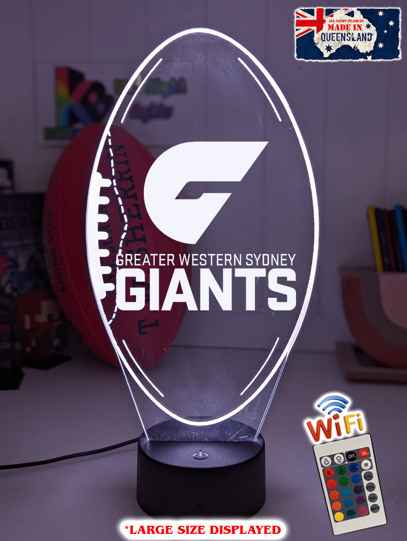 Personalised GWS Giants Ball - Shaped 3D LED Night Light AFL Lamp - KustomboxNight Lights & Ambient LightingKustomboxStandard Size