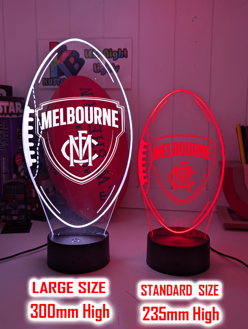 Personalised Melbourne Demons Ball - Shaped 3D LED Night Light AFL Lamp - KustomboxNight Lights & Ambient LightingKustomboxStandard Size