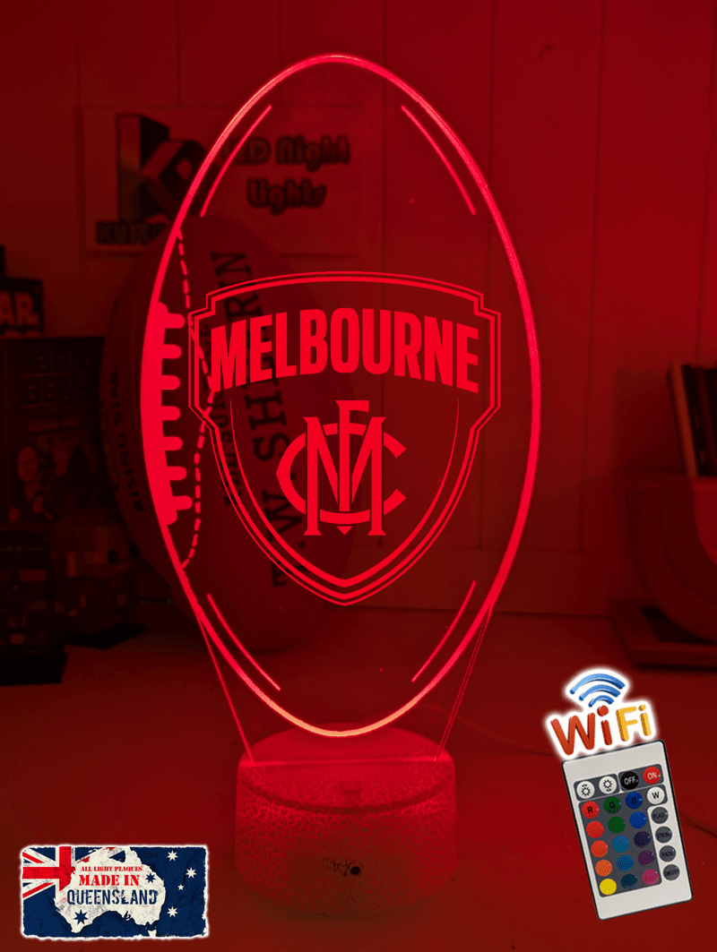 Personalised Melbourne Demons Ball - Shaped 3D LED Night Light AFL Lamp - KustomboxNight Lights & Ambient LightingKustomboxStandard Size
