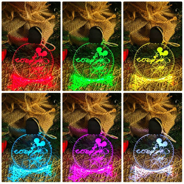 Personalised Mickey Mouse 3D LED Light Christmas Bauble Decoration - KustomboxNight Lights & Ambient LightingKustomboxBauble - Standard