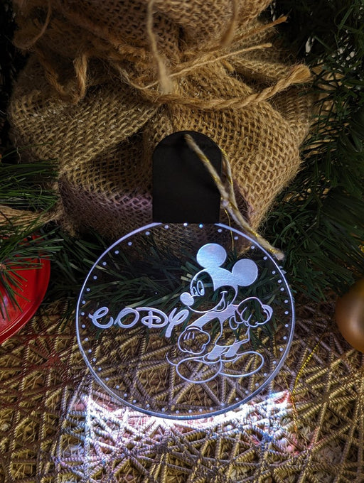 Personalised Mickey Mouse 3D LED Light Christmas Bauble Decoration - KustomboxNight Lights & Ambient LightingKustomboxBauble - Standard