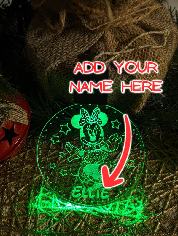Personalised Minnie Mouse 3D LED Light Christmas Bauble Decoration - KustomboxNight Lights & Ambient LightingKustomboxBauble - Standard