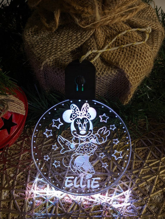 Personalised Minnie Mouse 3D LED Light Christmas Bauble Decoration - KustomboxNight Lights & Ambient LightingKustomboxBauble - Standard