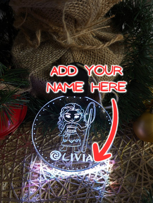 Personalised Moana 3D LED Light Christmas Bauble Decoration - KustomboxNight Lights & Ambient LightingKustomboxBauble - Standard