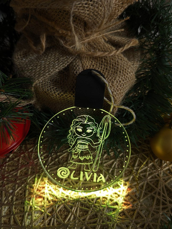 Personalised Moana 3D LED Light Christmas Bauble Decoration - KustomboxNight Lights & Ambient LightingKustomboxBauble - Standard