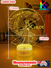 Personalised Name Elsa Snow Swirl Cartoon 3D LED Night Light Lamp - KustomboxNight Lights & Ambient LightingKustomboxStandard Size