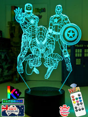 Personalised Name Iron, Spider Man, Captain America Super Hero 3D LED Night Light - KustomboxNight Lights & Ambient LightingKustomboxStandard Size