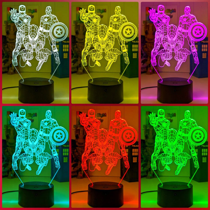 Personalised Name Iron, Spider Man, Captain America Super Hero 3D LED Night Light - KustomboxNight Lights & Ambient LightingKustomboxStandard Size