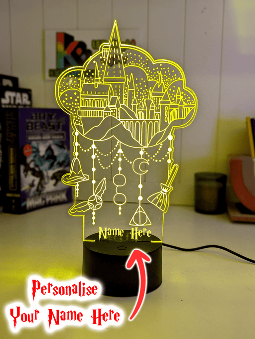 Personalised Name Light Hogwarts Castle 3D LED Night Light Lamp - KustomboxNight Lights & Ambient LightingKustomboxStandard Size