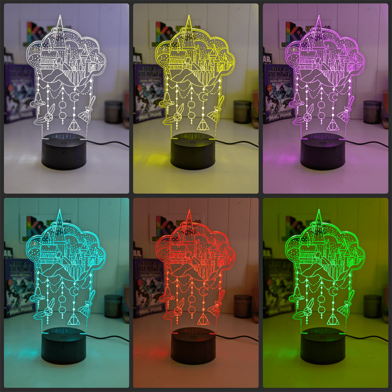 Personalised Name Light Hogwarts Castle 3D LED Night Light Lamp - KustomboxNight Lights & Ambient LightingKustomboxStandard Size