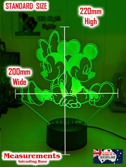 Personalised Name Mickey & Minnie Mouse 3D LED Night Light Lamp - KustomboxNight Lights & Ambient LightingKustomboxStandard Size - No Name