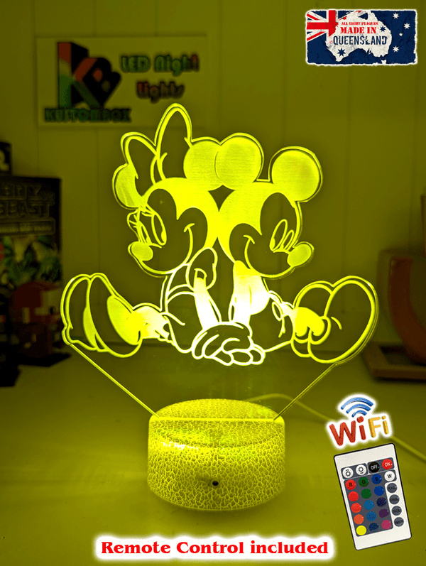 Personalised Name Mickey & Minnie Mouse 3D LED Night Light Lamp - KustomboxNight Lights & Ambient LightingKustomboxStandard Size - No Name
