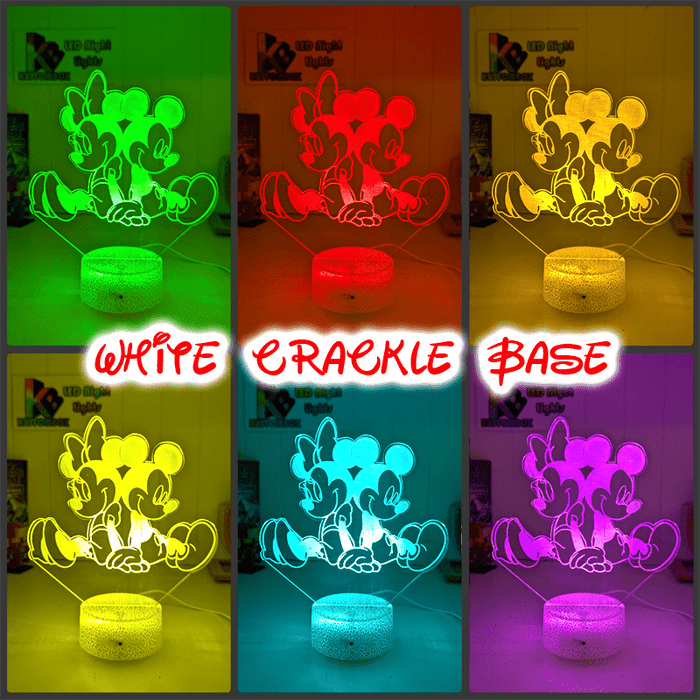 Personalised Name Mickey & Minnie Mouse 3D LED Night Light Lamp - KustomboxNight Lights & Ambient LightingKustomboxStandard Size - No Name