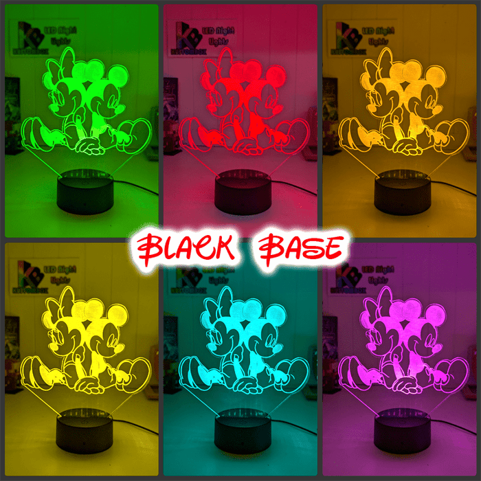 Personalised Name Mickey & Minnie Mouse 3D LED Night Light Lamp - KustomboxNight Lights & Ambient LightingKustomboxStandard Size - No Name