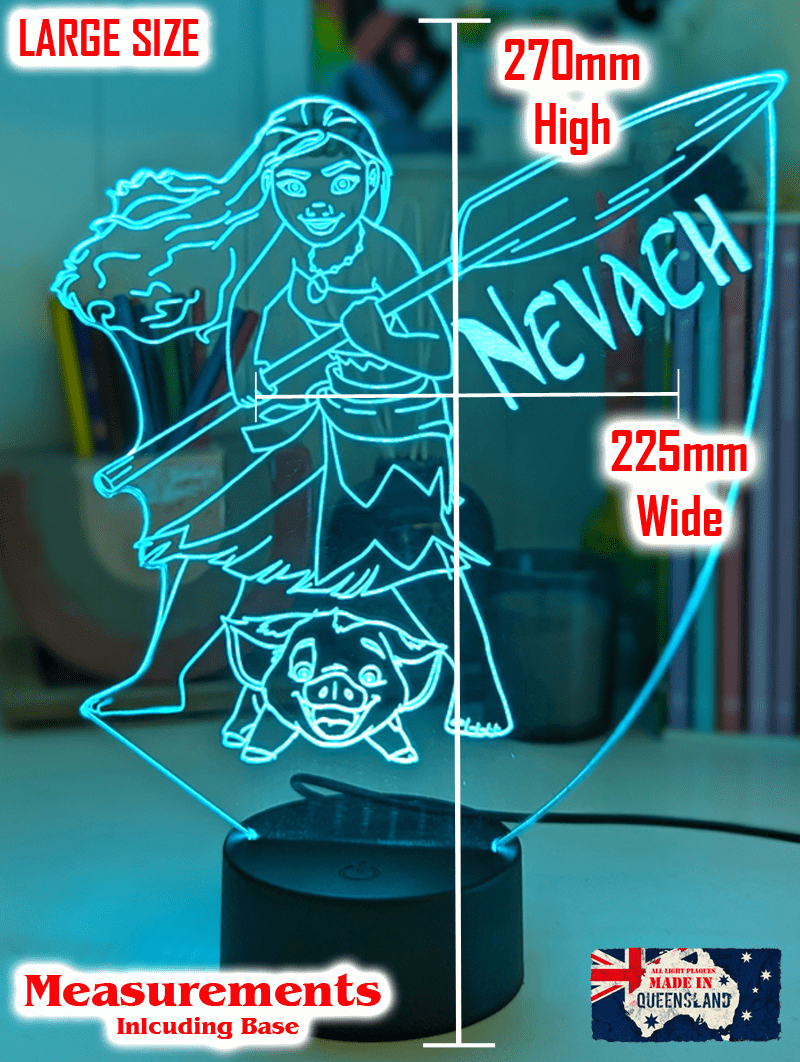 Personalised Name Moana & Pua Personalised Name Light 3D LED Night Light - KustomboxNight Lights & Ambient LightingKustomboxStandard Size