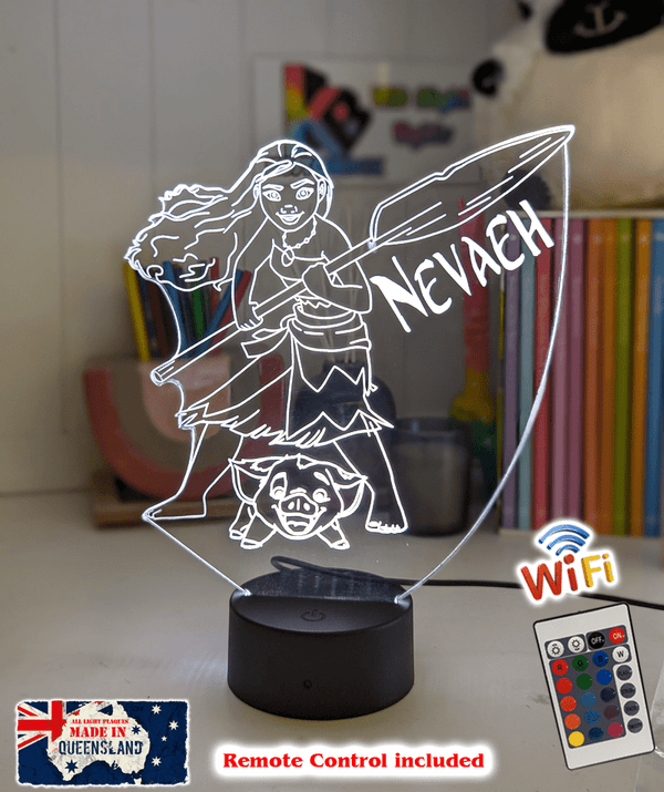 Personalised Name Moana & Pua Personalised Name Light 3D LED Night Light - KustomboxNight Lights & Ambient LightingKustomboxStandard Size