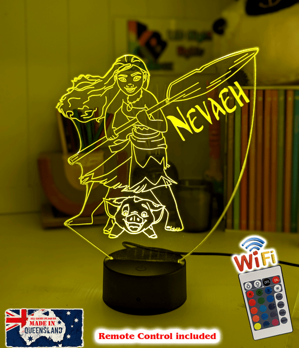 Personalised Name Moana & Pua Personalised Name Light 3D LED Night Light - KustomboxNight Lights & Ambient LightingKustomboxStandard Size
