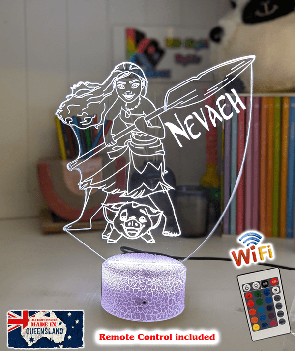 Personalised Name Moana & Pua Personalised Name Light 3D LED Night Light - KustomboxNight Lights & Ambient LightingKustomboxStandard Size