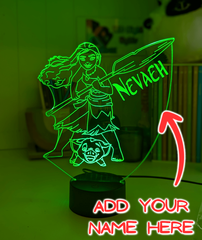 Personalised Name Moana & Pua Personalised Name Light 3D LED Night Light - KustomboxNight Lights & Ambient LightingKustomboxStandard Size