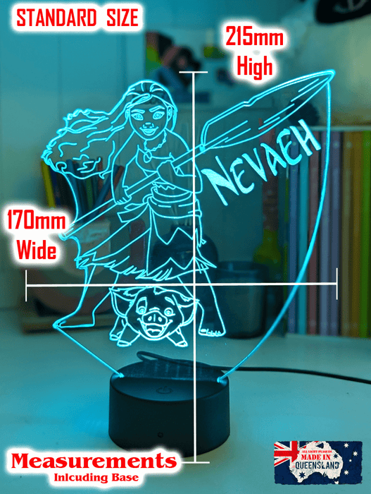 Personalised Name Moana & Pua Personalised Name Light 3D LED Night Light - KustomboxNight Lights & Ambient LightingKustomboxStandard Size