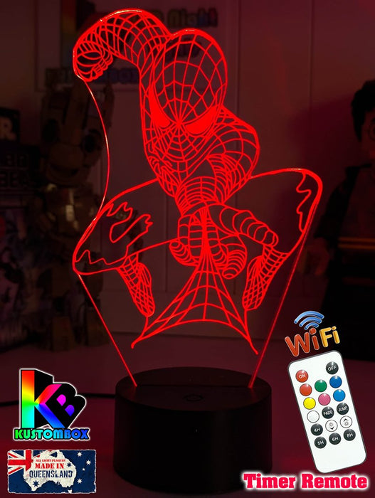 PERSONALISED NAME SPIDERMAN 3D LED Night Light Lamp - KustomboxNight Lights & Ambient LightingKustomboxStandard Size - No Name