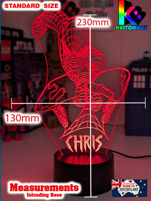PERSONALISED NAME SPIDERMAN 3D LED Night Light Lamp - KustomboxNight Lights & Ambient LightingKustomboxStandard Size - No Name