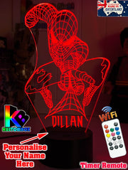 PERSONALISED NAME SPIDERMAN 3D LED Night Light Lamp - KustomboxNight Lights & Ambient LightingKustomboxStandard Size - No Name