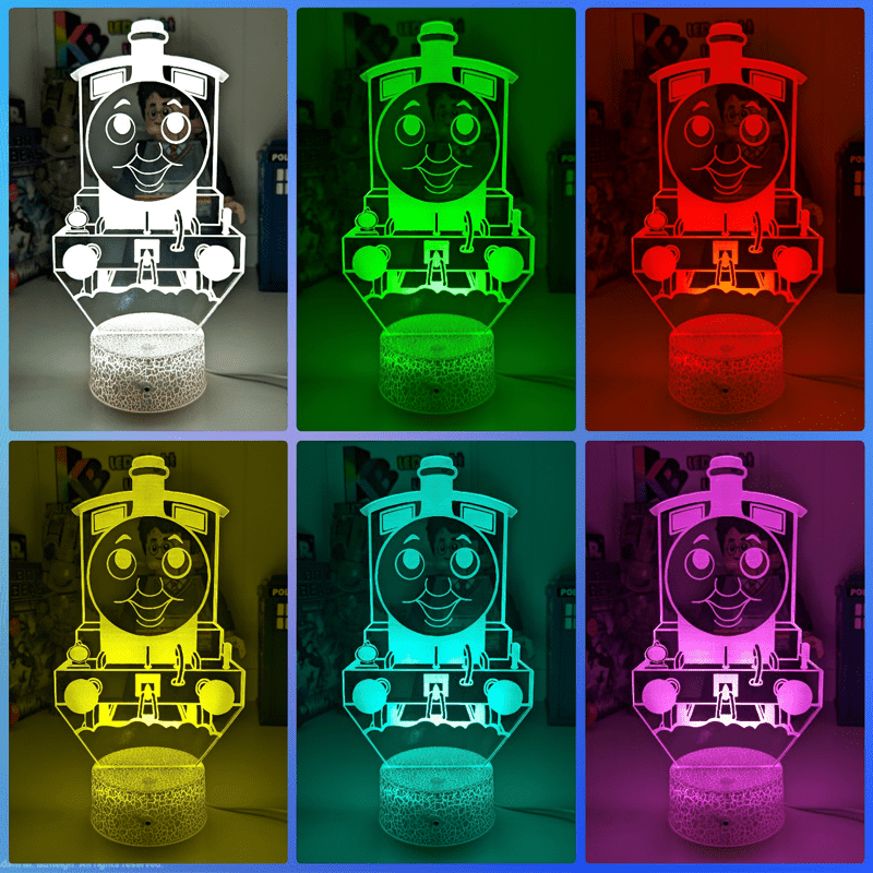 Personalised Name Thomas the Tank 3D LED Night Light 7 Colours + Remote Control - KustomboxNight Lights & Ambient LightingKustomboxStandard