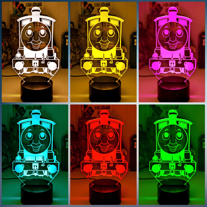 Personalised Name Thomas the Tank 3D LED Night Light 7 Colours + Remote Control - KustomboxNight Lights & Ambient LightingKustomboxStandard