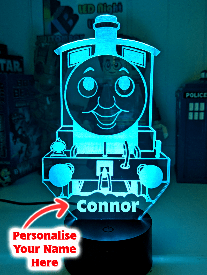 Personalised Name Thomas the Tank 3D LED Night Light 7 Colours + Remote Control - KustomboxNight Lights & Ambient LightingKustomboxStandard