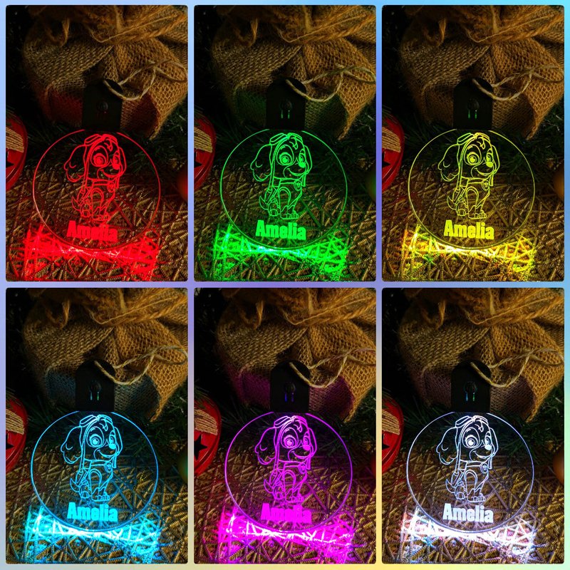 Personalised Paw Patrol Skye 3D LED Light Christmas Bauble Decoration - KustomboxNight Lights & Ambient LightingKustomboxBauble - Standard