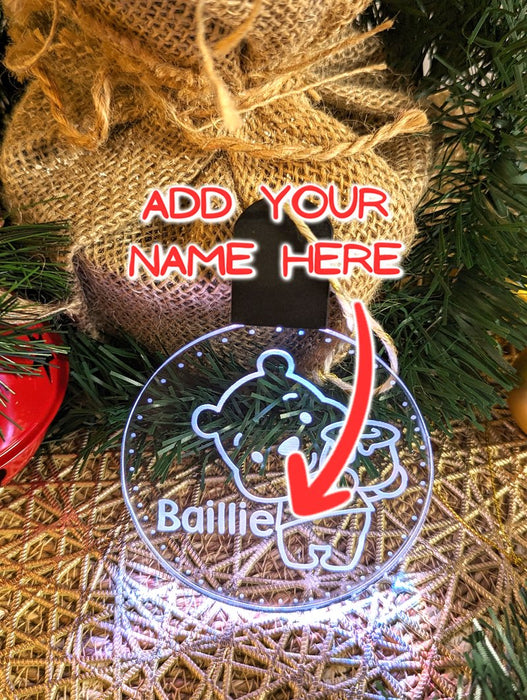 Personalised Pooh Bear Christmas Tree Bauble 3D LED Light Decoration - KustomboxNight Lights & Ambient LightingKustomboxP4 Pooh Standard