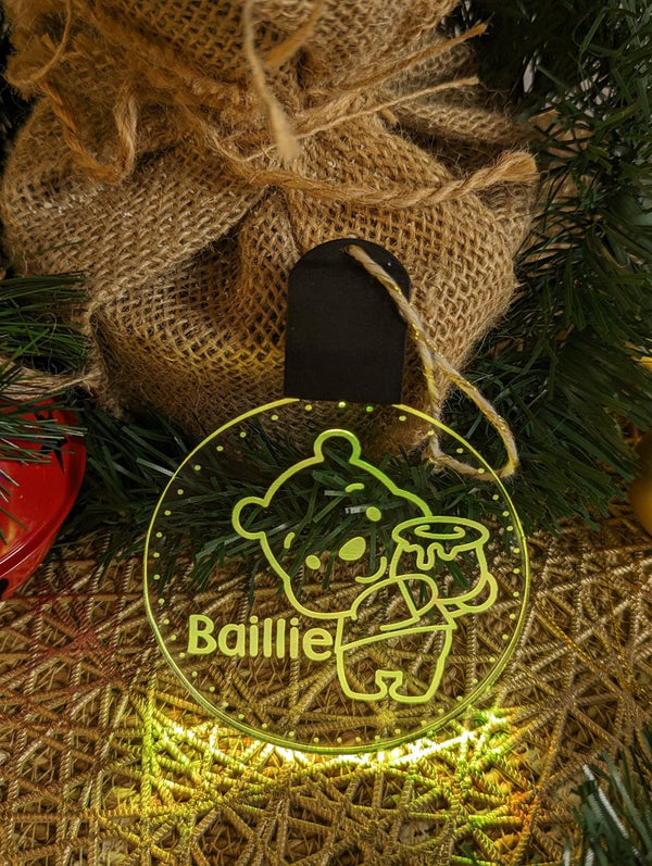 Personalised Pooh Bear Christmas Tree Bauble 3D LED Light Decoration - KustomboxNight Lights & Ambient LightingKustomboxP1 Pooh Standard