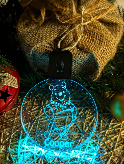Personalised Pooh Bear Christmas Tree Bauble 3D LED Light Decoration - KustomboxNight Lights & Ambient LightingKustomboxP4 Pooh Standard