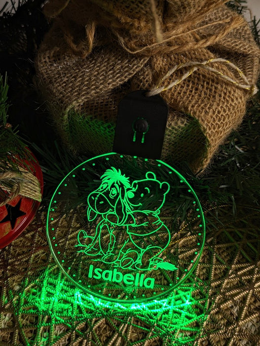 Personalised Pooh Bear Christmas Tree Bauble 3D LED Light Decoration - KustomboxNight Lights & Ambient LightingKustomboxP4 Pooh Standard