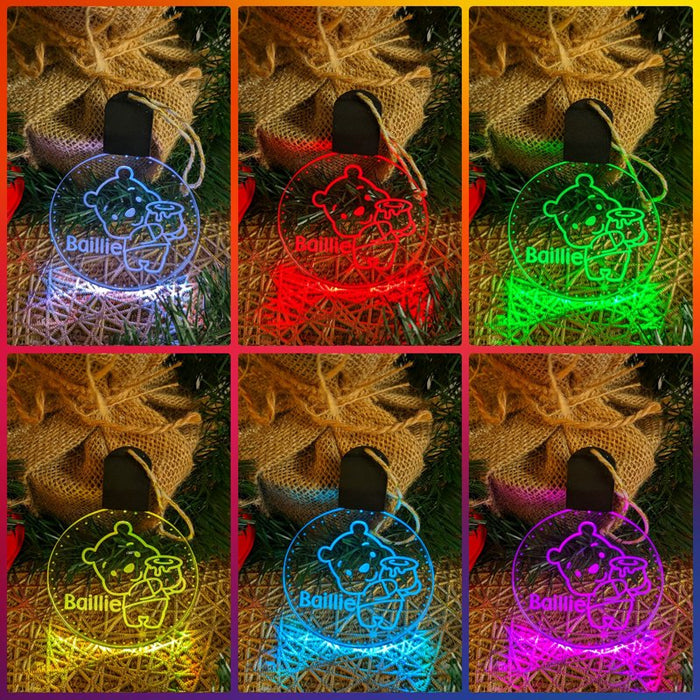 Personalised Pooh Bear Christmas Tree Bauble 3D LED Light Decoration - KustomboxNight Lights & Ambient LightingKustomboxP3 Pooh Standard