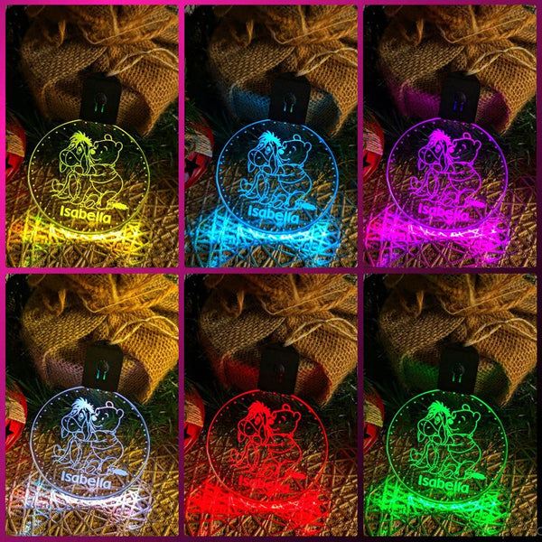 Personalised Pooh Bear Christmas Tree Bauble 3D LED Light Decoration - KustomboxNight Lights & Ambient LightingKustomboxP1 Pooh Standard