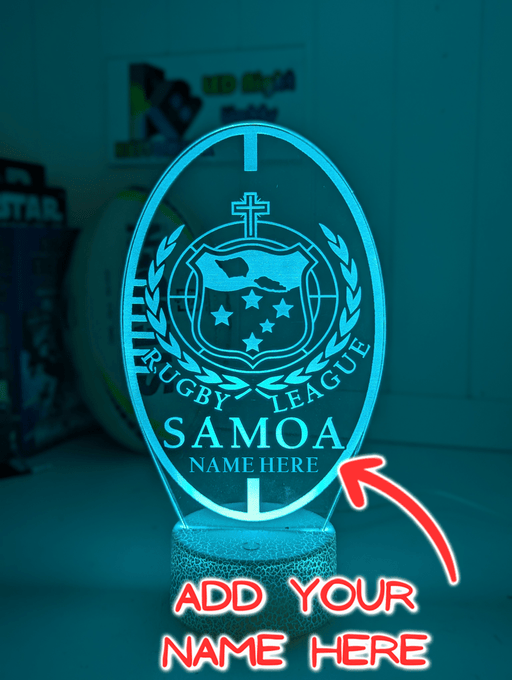 Personalised Samoa Rugby League Ball Shaped 3D LED Night Light Name Lamp - KustomboxNight Lights & Ambient LightingKustomboxStandard Size