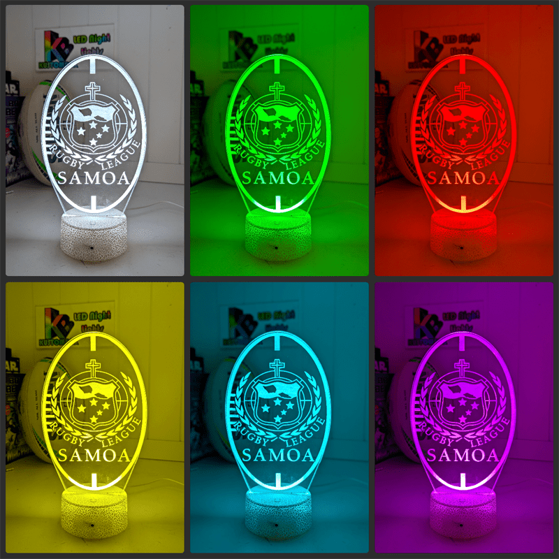 Personalised Samoa Rugby League Ball Shaped 3D LED Night Light Name Lamp - KustomboxNight Lights & Ambient LightingKustomboxStandard Size