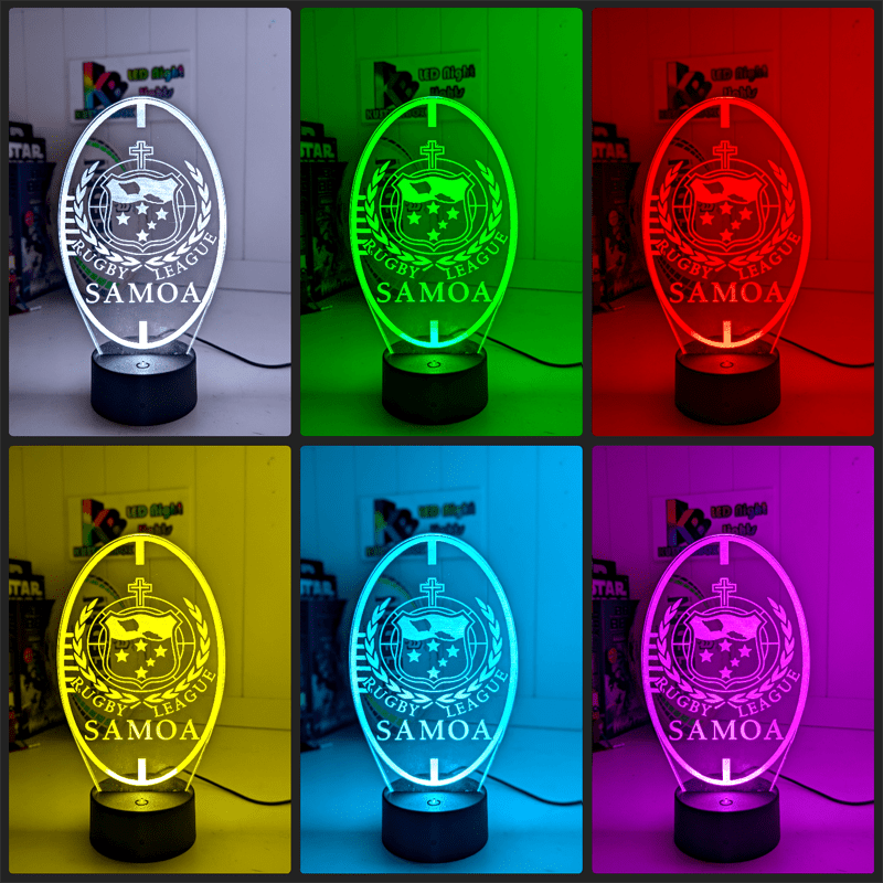 Personalised Samoa Rugby League Ball Shaped 3D LED Night Light Name Lamp - KustomboxNight Lights & Ambient LightingKustomboxStandard Size