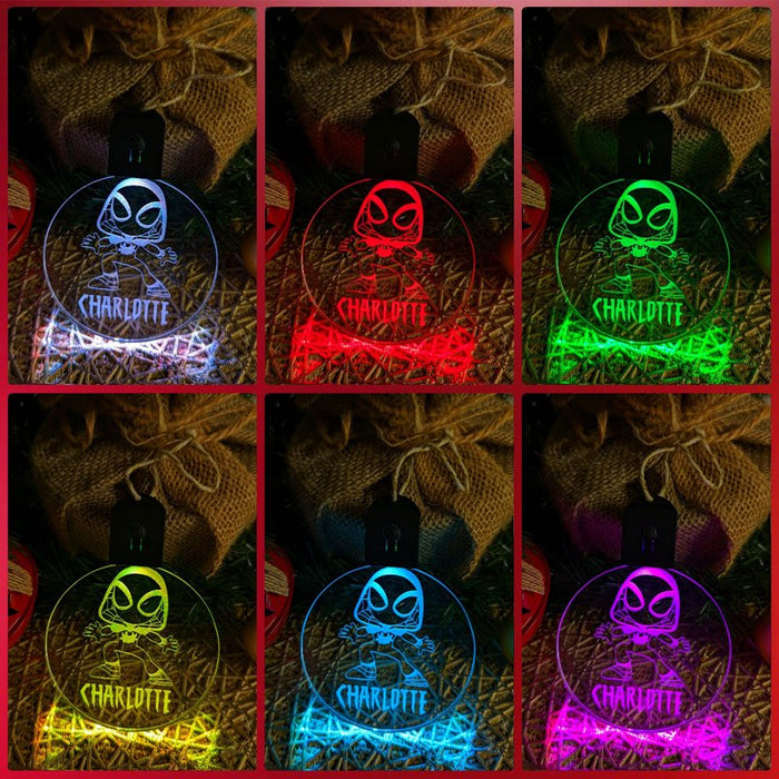 Personalised Spider Man Christmas Tree Bauble 3D LED Light Decoration - KustomboxNight Lights & Ambient LightingKustomboxS1 Spiderman Standard